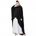 Designer Shirt style Kaftan with inner abaya- Black-White